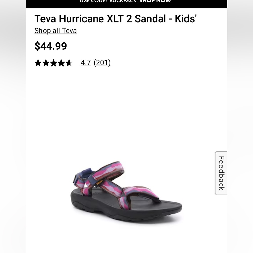 Kids Tevas Size 2